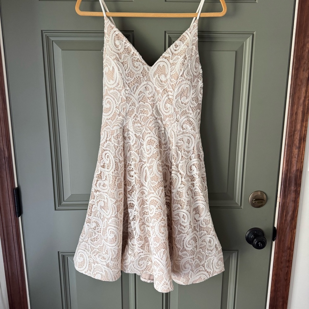 My Michelle Cream Lace Mini Dress Size 11